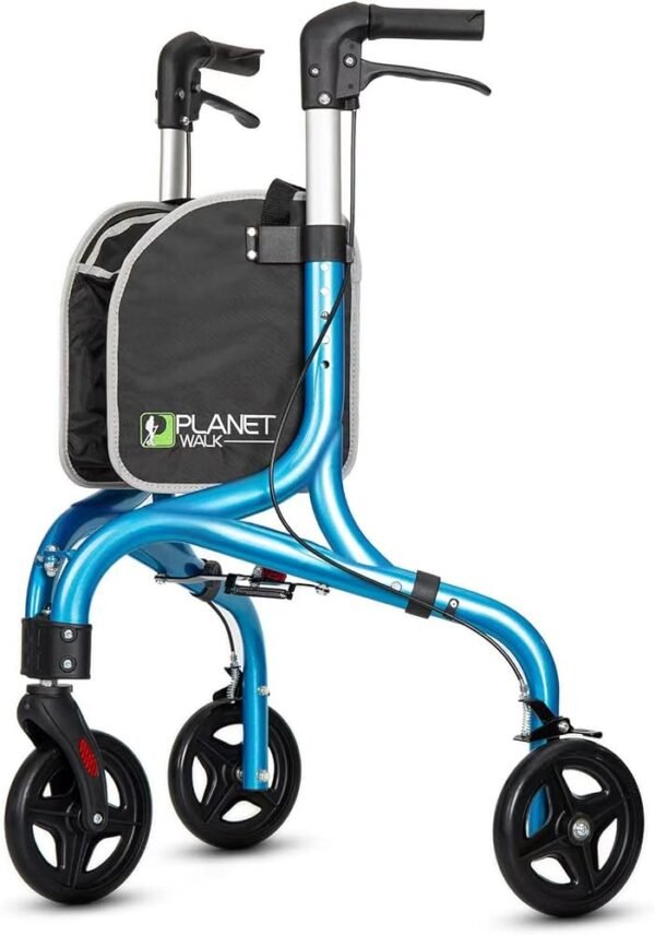 Planetwalk Premium 3 Wheel Rollator Walker for Seniors Brilliant Blue