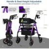 Super Lightweight Rollator Walker for Seniors Purple