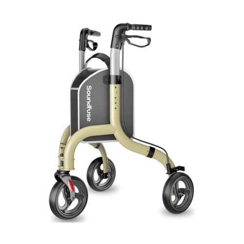 Soundfuse 3 Wheel Walkers for Seniors with Height Adjustable Champagne