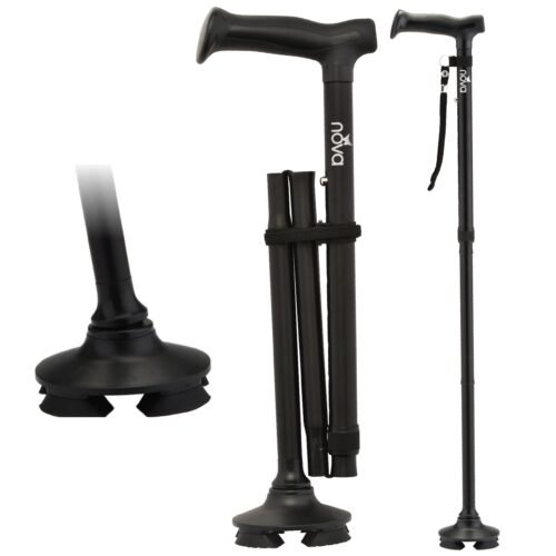 NOVA Foldable Quad Cane Adjustable Lightweight