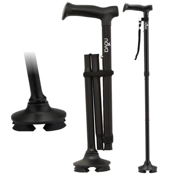 NOVA Foldable Quad Cane Adjustable Lightweight