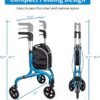 Planetwalk Premium 3 Wheel Rollator Walker for Seniors Brilliant Blue