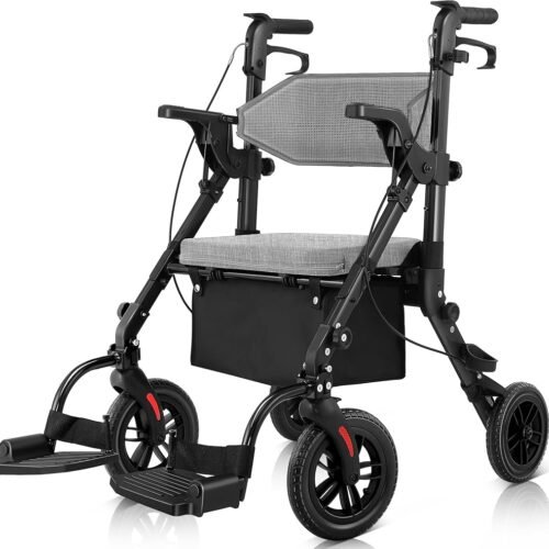 Foldable Rollator Walker for Seniors with Seat