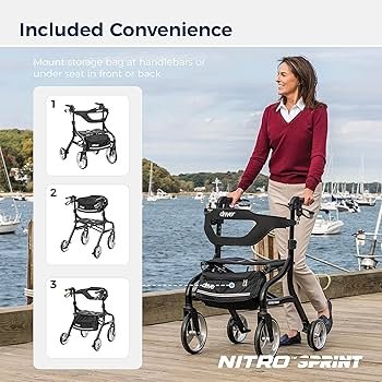 91vqWeozefL._AC_UF350,350_QL80_ Drive Medical Nitro Sprint Foldable Rollator Walker with Seat Black